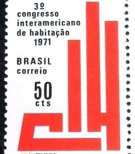 Selo postal do Brasil de 1971 Congresso Interamericano de Habitação