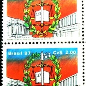 Par de selos postais do Brasil de 1987 Tribunal Recursos M PR