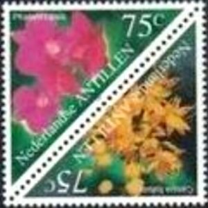 Se-tenant das Antilhas Holandesas de 1999 Cassia fistula & Phalaenopsis M SET