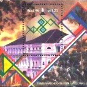 Bloco postal do Brasil de 1996 Teatro Amazonas