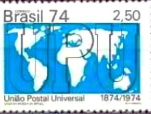 Selo postal do Brasil de 1974 Centenário da UPU M