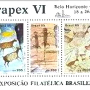 Bloco postal do Brasil de 1985 Pinturas Rupestres - Brapex VI M