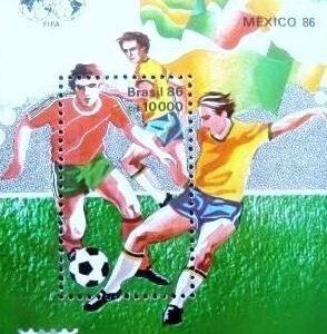 Bloco postal do Brasil de 1986 Copa do Mundo do México 86