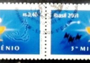 Par de selos postais do Brasil de 2001 Novo Milênio Cristão MCC PR