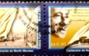 Par de selos do Brasil de 2001 Murilo Mendes MCC PR
