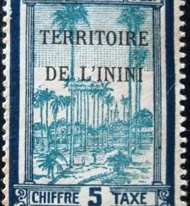Selo postal de Inini de 1932 Cayenne palm up 5