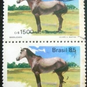 Par de selos comemorativos do Brasil emitidos em 1985 - C 1445 U