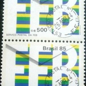 Par de selos comemorativos do Brasil emitidos em 1985 - C 1486 M V