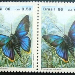 Par de selos comemorativos do Brasil emitidos em 1986 - C 1512 M