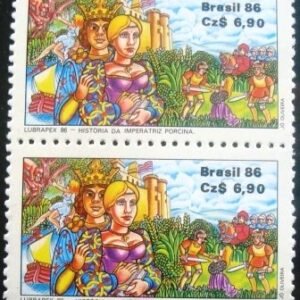 Par de selos comemorativos do Brasil emitidos em 1986 - C 1534 M V