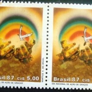 Par de selos postais do Brasil de 1987 Ação de Graças