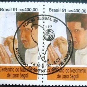 Par de selos comemorativos do Brasil emitidos em 1991 - C 1761 M