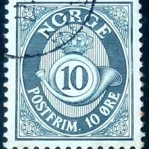 Selo postal da Noruega de 1969 Posthorn 10