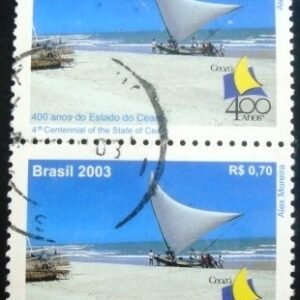 Par de selos comemorativos do Brasil emitidos em 2003 - C 2525 U V