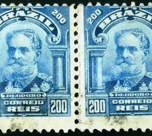 Par de selos postais do Brasil de 1906 Deodoro da Fonseca