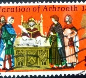 Selo postal do Reino Unido de 1970 Signing the Declaration of Arbroath