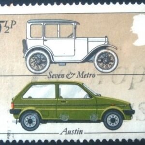 Selo postal do Reino Unido de 1982 Austin 'Seven' and 'Metro'