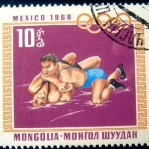 Selo postal da Mongólia de 1968 Wrestling