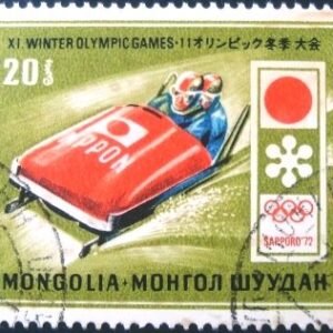 Selo postal da Mongólia de 1972 Bobsledding
