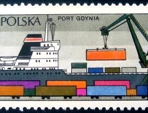 Selo postal da Polônia de 1976 Loading containers