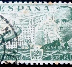 Selo postal da Espanha de 1942 Juan de la Cierva e Codorníu