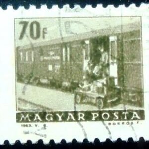 Selo postal da Hungria de 1963 Railroad mail car