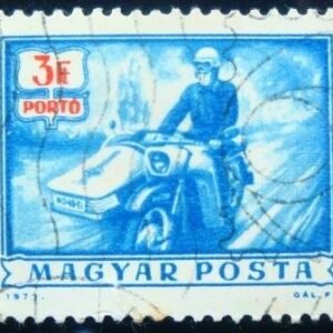 Selo postal da Hungria de 1973 Postman on motorcycle