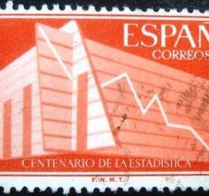 Selo postal da Espanha de 1956 Centenary of Statistics