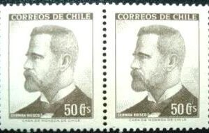 Par de selos postais do Chile de 1966 German Riesco
