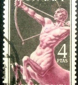 Selo postal da Espanha de 1956 Centaur