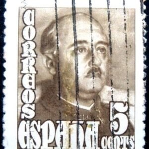 Selo postal da Espanha de 1948 General Franco 5 U sev