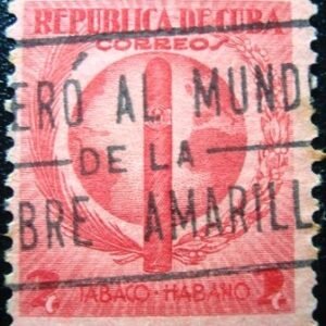 Selo postal de Cuba de 1939 Cigar globe