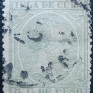 Selo postal de Cuba de 1890 - King Alfonso XIII 5 U sev