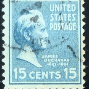 Selo postal dos Estados Unidos de 1938 James Buchanan 15 U