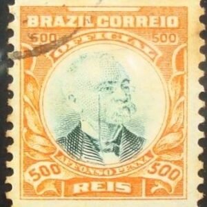 Selo postal Oficial de 1906 Afonso Penna 500 rs