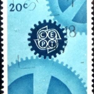 Selo postal da Holanda de 1967 Cogwheels