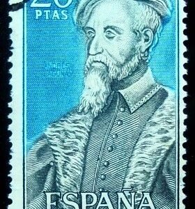 Selo postal da Espanha de 1967 Andres de Laguna