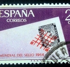 Selo postal da Espanha de 1966 World Stamp Day