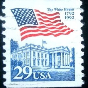 selo postal dos Estados Unidos de 1992 Flag over White House U