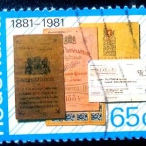 Selo postal da Holanda de 1981 Bankbooks & giro transfer form