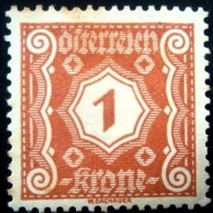 Selo postal da Áustria de 1922 Digit in octogon 1