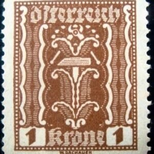 Selo postal da Áustria de 1922 Symbolism hammer & tongs