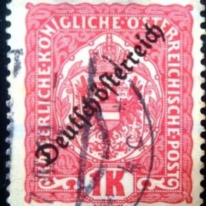Selo postal da Áustria de 1918 Coat of arms 1K