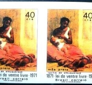 Par de selos postais do Brasil de 1971 Lei do Ventre Livre