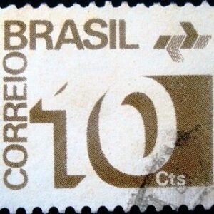 Selo postal do Brasil de 1974 Cifra 10 U