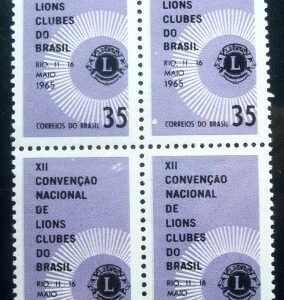 Quadra de selos postais do Brasil de 1965 Lions Clubes