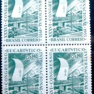 Quadra de selos postais do Brasil de 1955 Congresso Eucarístico 1