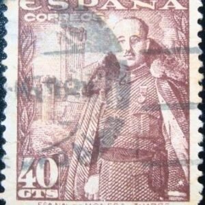 Selo postal da Espanha de 1948 General Franco 40 U