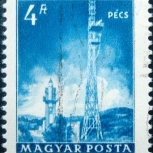 Selo postal da Hungria de 1964 Television Tower