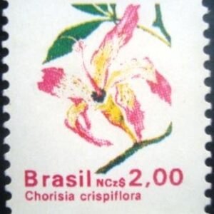Selo postal do Brasil de 1989 Paineira chorisia